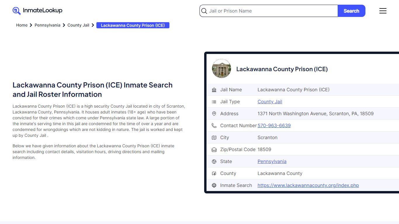 Lackawanna County Prison (ICE) Inmate Search - Inmate Lookup